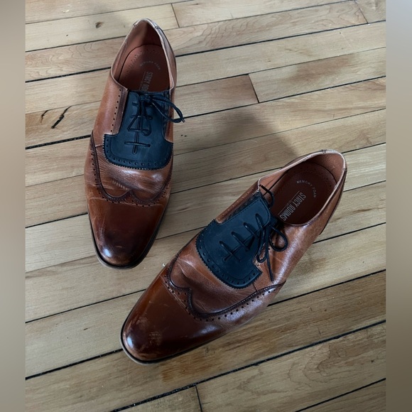 Stacy Adams flash two tone wingtip dress shoes in brown - Picture 1 of 8